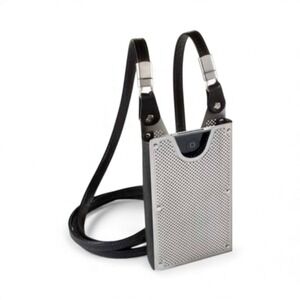 Vintage Wendy Stevens Sculptural Steel iPhone Holder Leather Crossbody Rare